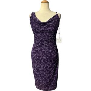 Laundry by Shelli Segal Bodycon Midi Dress NWT Purple Floral Size 2